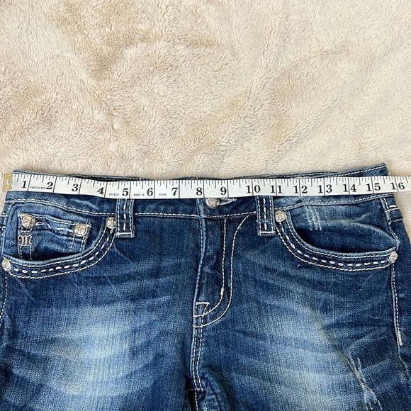 Miss Me Embellished Distressed Boot Cut Blue Jeans - Size 30 - Picture 7 of 16